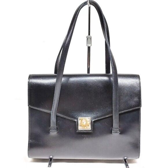 Authentic Vintage Christian Dior Hand Bag Black Leather - Picture 1 of 9